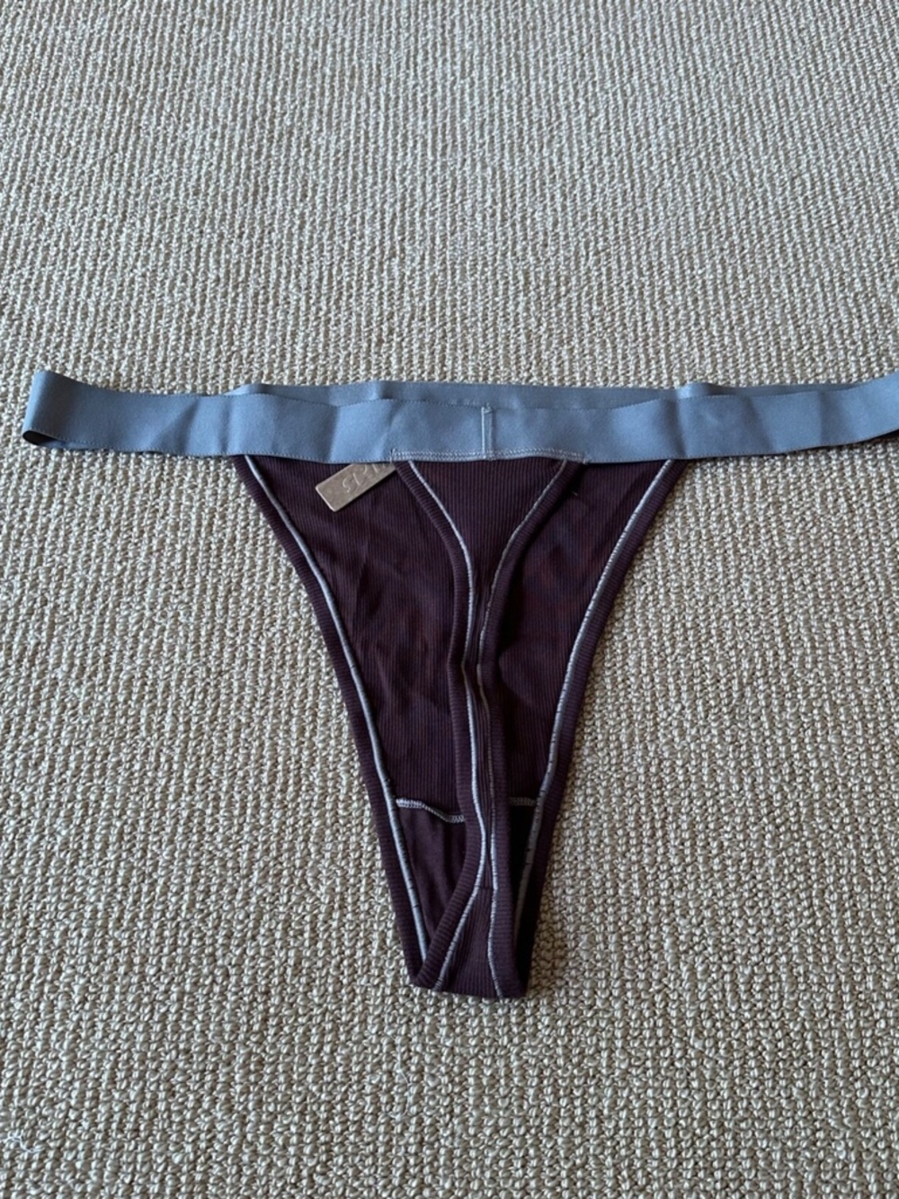 Skims Chocolate Cotton Rib Thong, Size 4X NWT - Picture 2 of 3